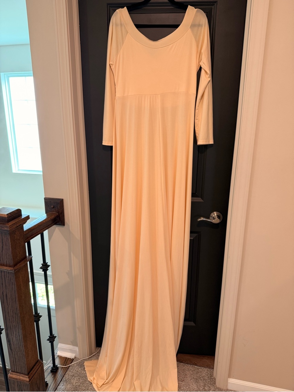 Off-Shoulder Maternity Maxi Dress - Peach - Picture 7 of 7